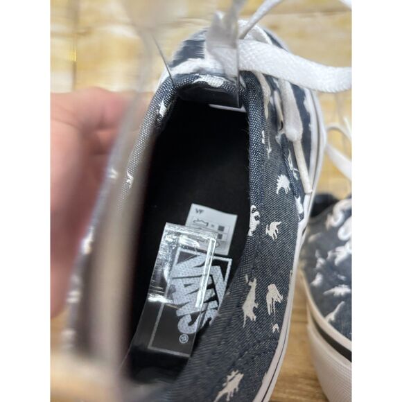 VANS UNISEX CHAMBRAY DINOSAUR PRINT CASUAL LOW TOP CANVAS LACE UP SNEAKERS SZ. 1 - Picture 7 of 7